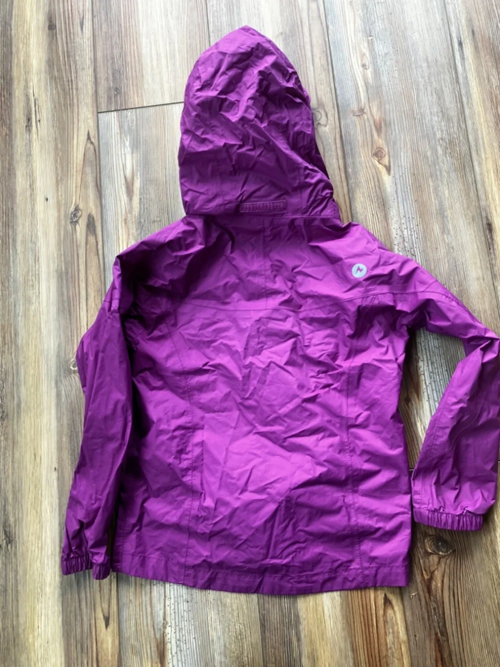 Marmot Girls Rain Jacket Purple Nylon Hooded Lightweight, Size Youth XS